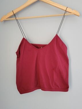 Intimately Free People Red Skinny Strap Cropped Brami Camisole Maroon Red